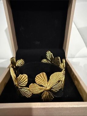 Gold Floral Statement Cuff Bracelet